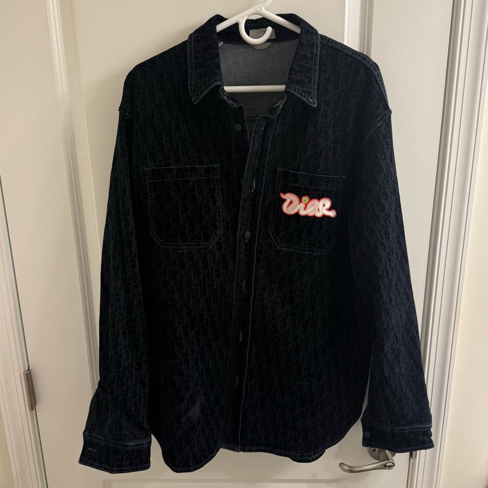 Black christian dior all over print jacket size XL